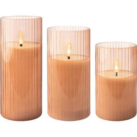 SET 3 CANDELE PINK A LED H.17.5 D7.5